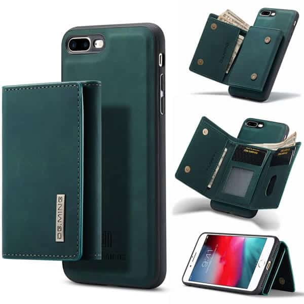 DG.MING Blue iPhone 7 Plus /8 Plus Magnetic Trifold Wallet Case