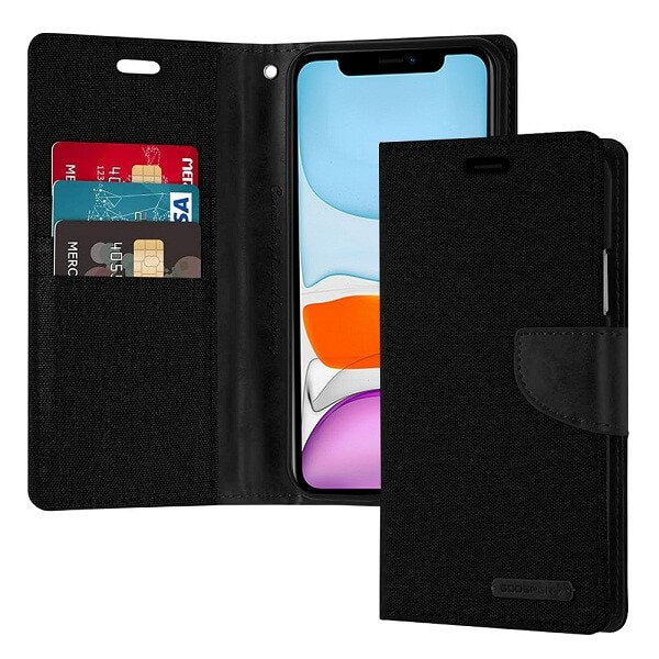 Goospery Canvas Black Apple iPhone 11 Wallet Case Cover