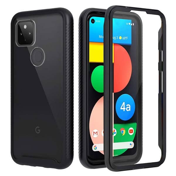 Google Pixel 4A 5G Military Grade Full Body Shockproof Clear Heavy Duty Case Bumper Drop Protection Tough Cover (Black)