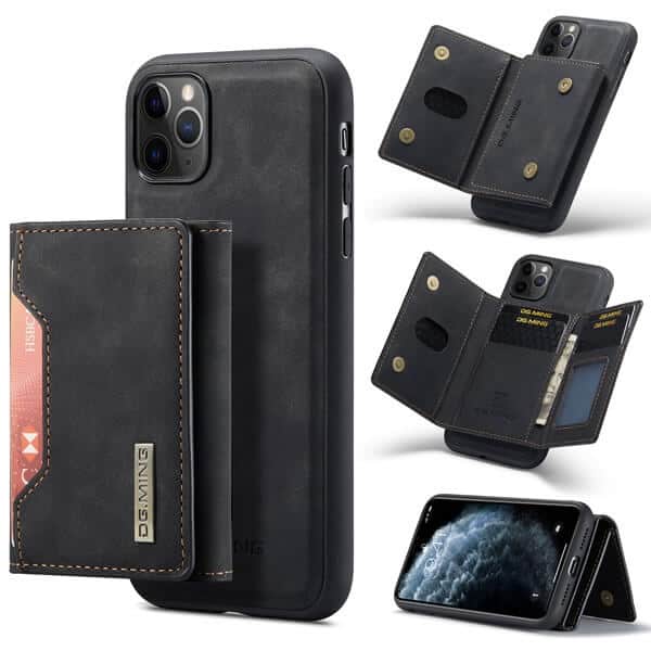 DG.MING Black iPhone 11 Pro Max Magnetic Trifold Wallet Case for sale