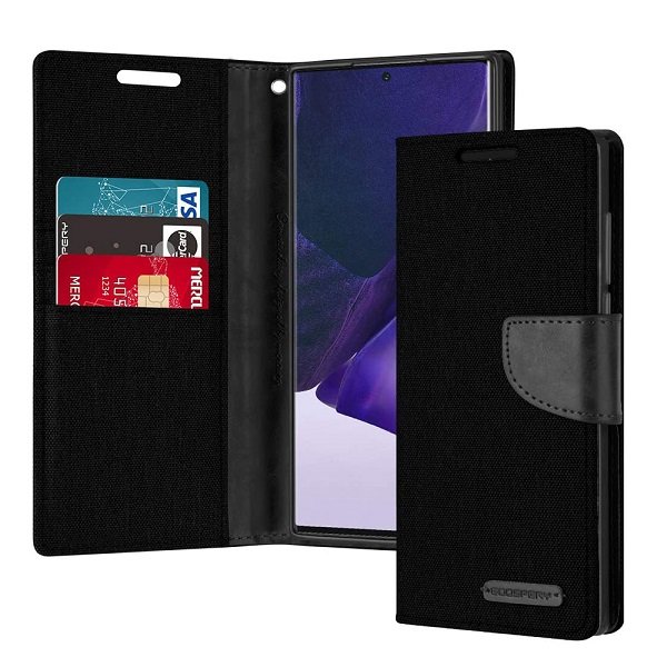Goospery Canvas Black Samsung Galaxy Note 20 Ultra Wallet Case