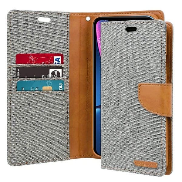 Goospery Canvas Grey Apple iPhone XR Wallet Case Cover