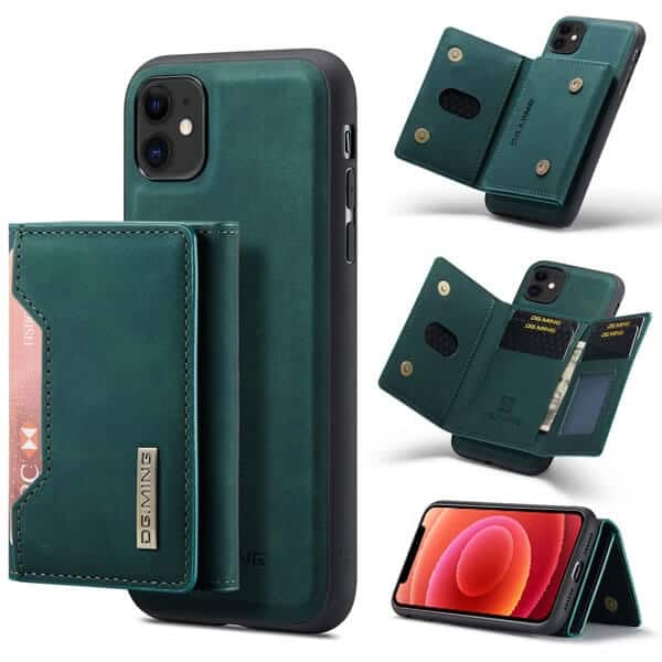 DG.MING Blue iPhone 12 Mini Magnetic Trifold Wallet Case