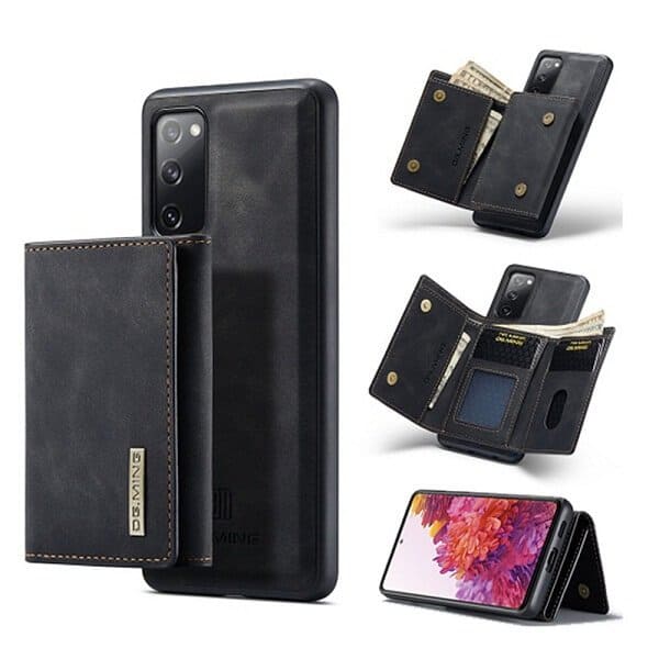 DG.MING Black Samsung Galaxy S20 FE Magnetic Trifold Wallet Case