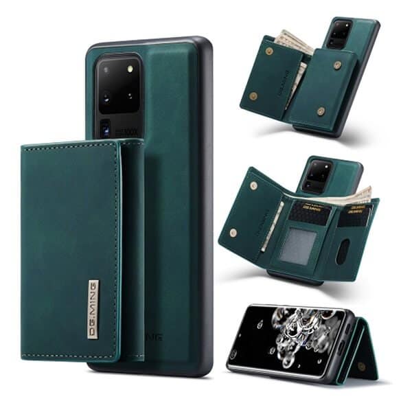 DG.MING Blue Samsung Galaxy S20 Ultra Magnetic Trifold Wallet Case