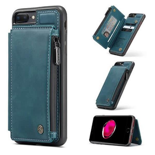 Apple iPhone 7 Plus / 8 Plus Teal Blue CaseMe Back Zipper Wallet Case