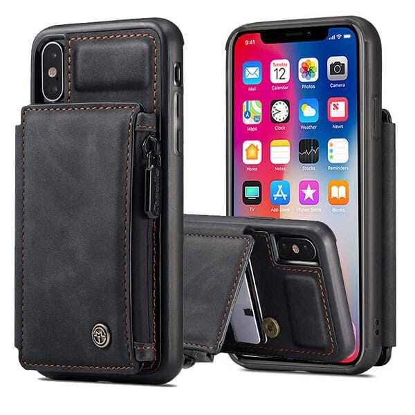 Apple iPhone X / XS Black CaseMe Back Zipper Wallet Case for Sale