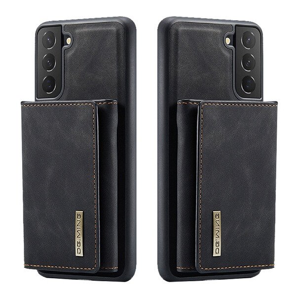 DG.MING Black Samsung Galaxy S21 FE Magnetic Trifold Wallet Case