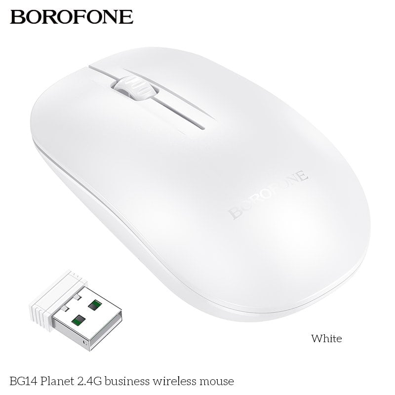 Borofone Wireless Mouse, 2.4GHz with USB Mini Receiver 1000 DPI Optical Tracking For PC/Laptop/MacBook