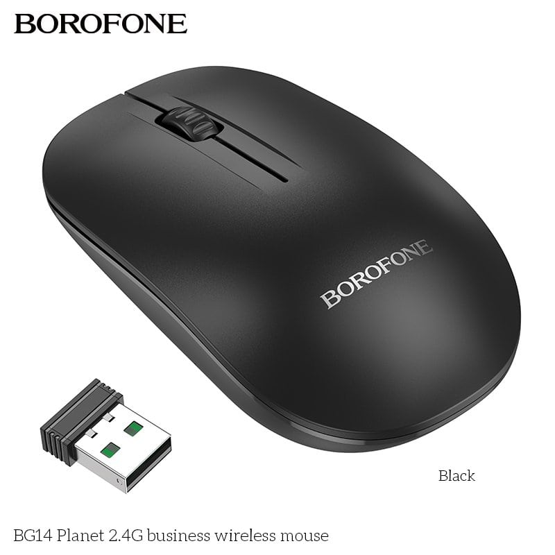 Borofone Wireless Mouse, 2.4GHz with USB Mini Receiver 1000 DPI Optical Tracking For PC/Laptop/MacBook