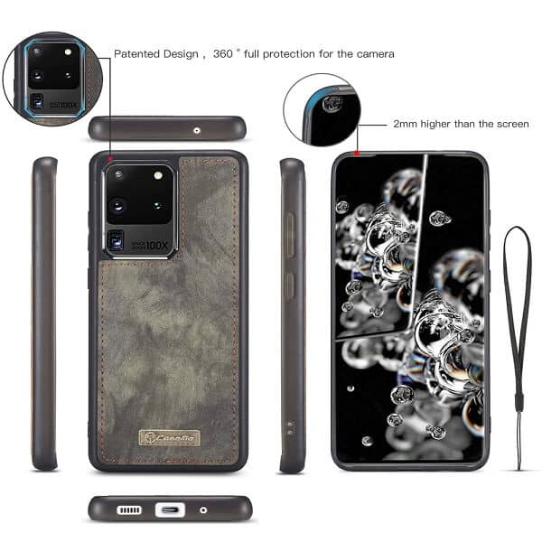 CaseMe For Samsung Galaxy S Series Zipper & Detachable Retro Leather Pouch Wallet Flip Purse Bag Detachable Phone Case Cover