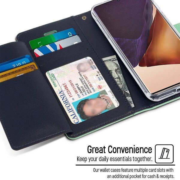 Goospery For Samsung Galaxy Note Rich Diary Wallet Flip Case Leather Card Slots Magnetic Cover