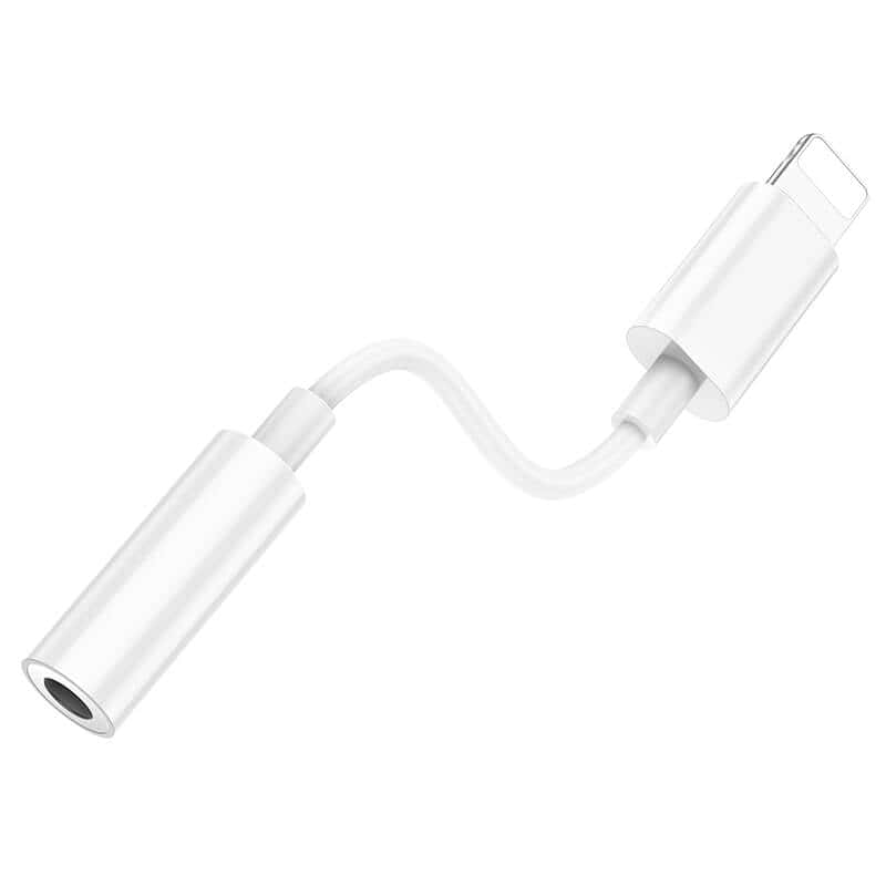 Borofone BV21 82mm Lightning to 3.5mm Audio Aux Headphone Jack Adapter (White)