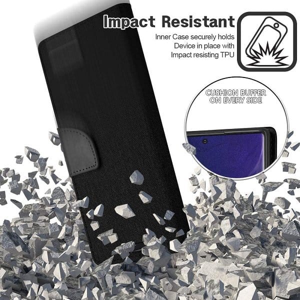 Goospery Canvas For Samsung Galaxy Note Wallet Leather Case Denim Stand Flip Fabric Pouch Credit Card Slots Cover