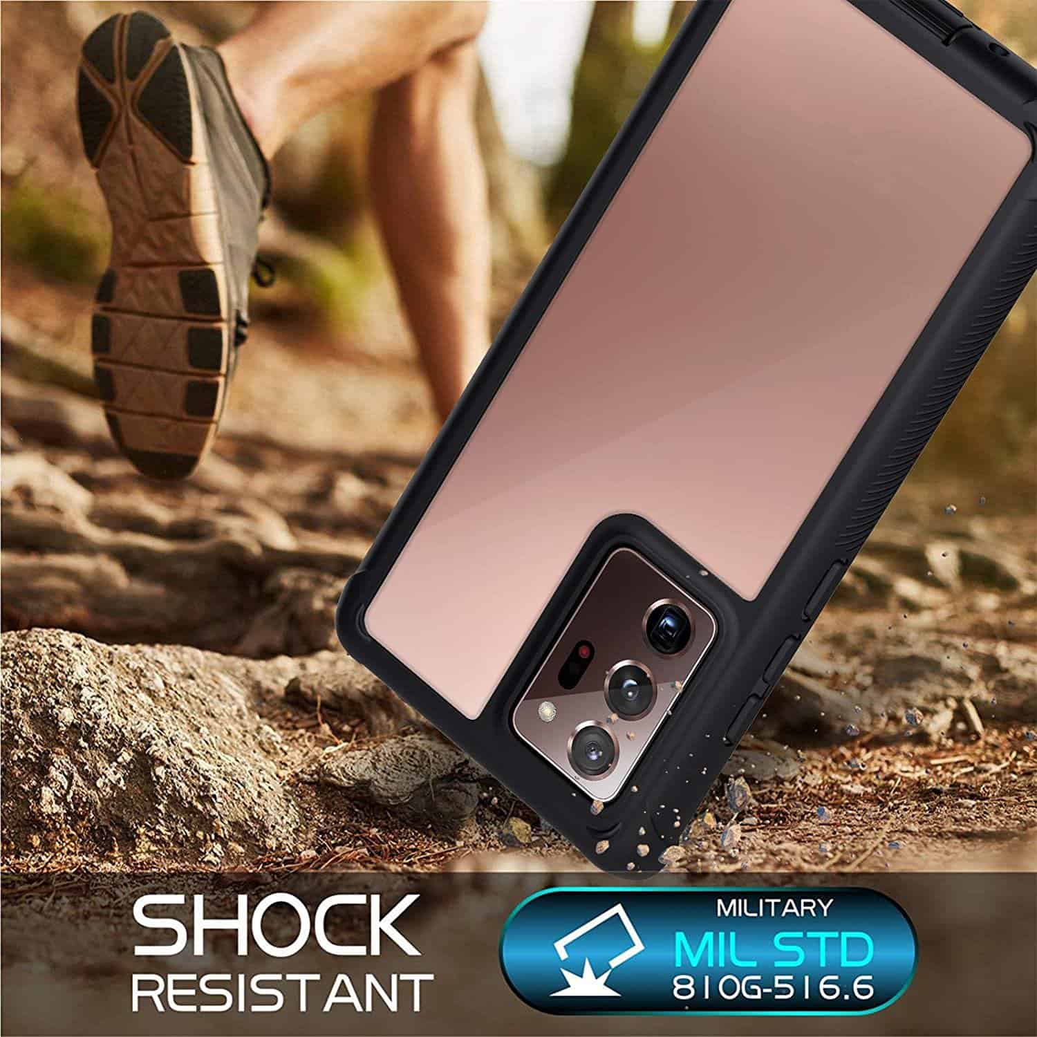 For Samsung Galaxy Note Military Grade Full Body Shockproof Clear Heavy Duty Case Bumper Drop Protection Tough Cover (Black)