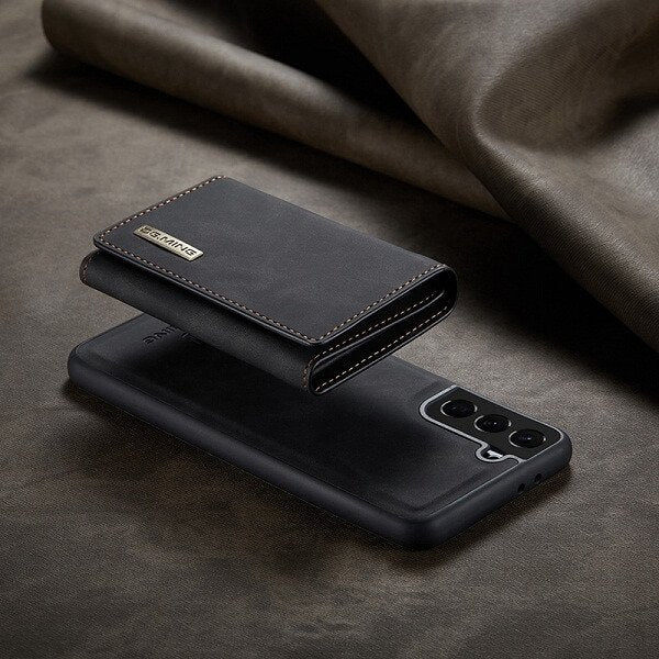 DG.MING For Samsung Galaxy S Series Premium Trifold Wallet Leather Case With 2-in-1 Magnetic Detachable Card Holder Pocket Cover