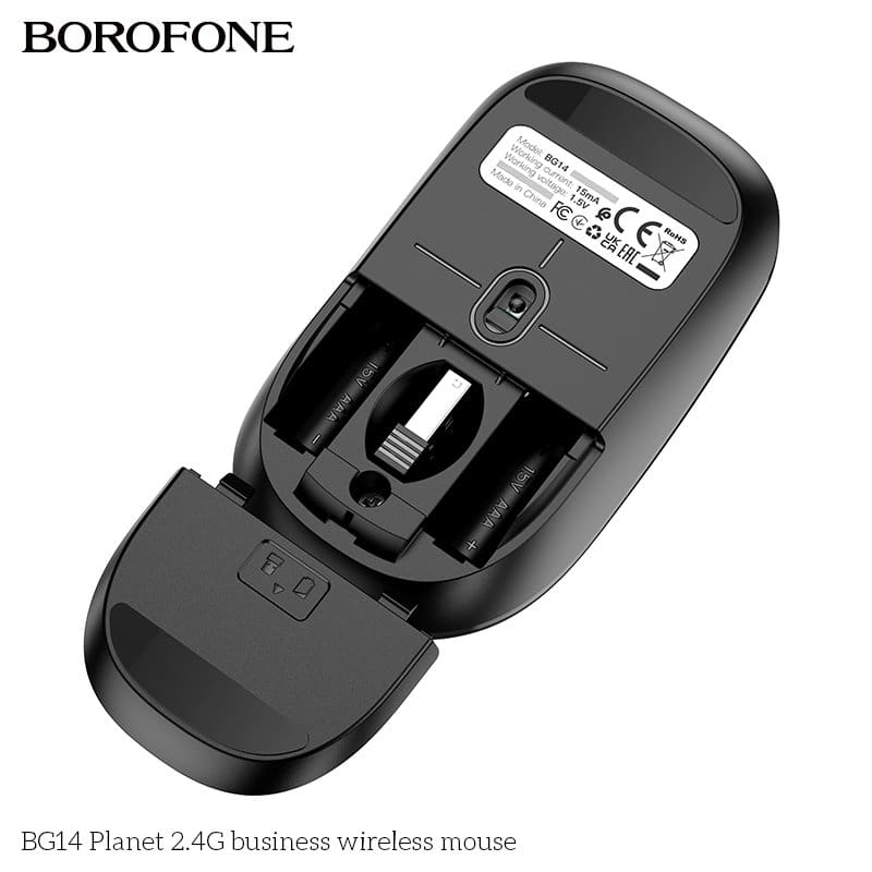 Borofone Wireless Mouse, 2.4GHz with USB Mini Receiver 1000 DPI Optical Tracking For PC/Laptop/MacBook