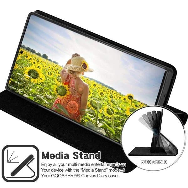 Goospery Canvas For Samsung Galaxy Note Wallet Leather Case Denim Stand Flip Fabric Pouch Credit Card Slots Cover