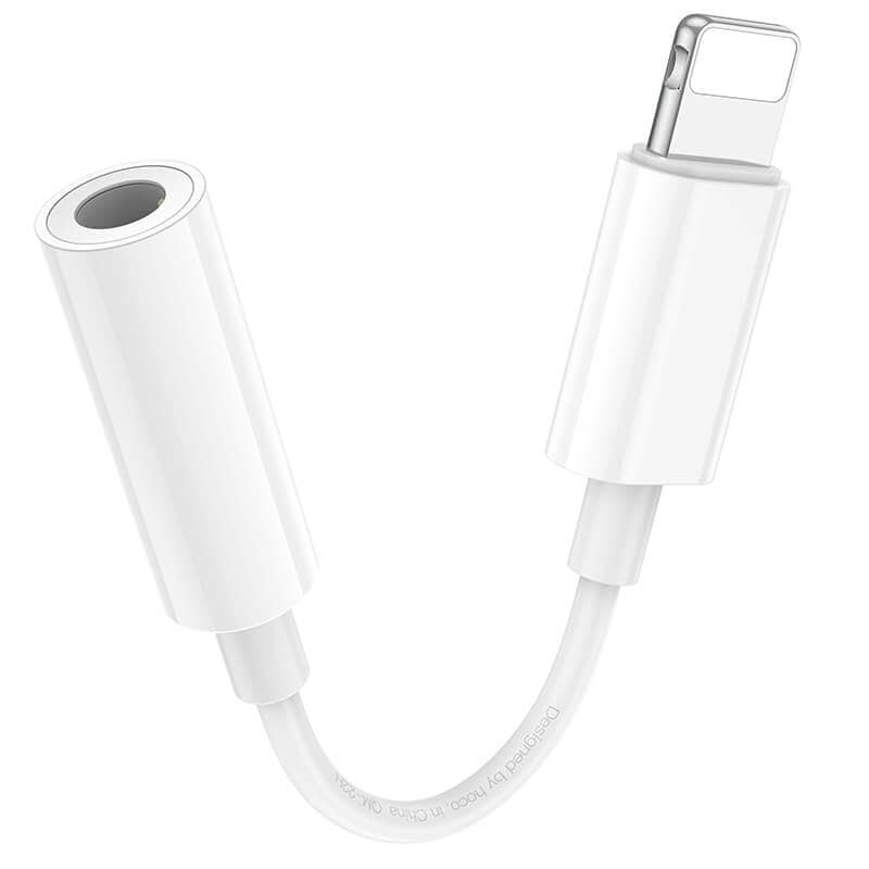 Borofone BV21 82mm Lightning to 3.5mm Audio Aux Headphone Jack Adapter (White)