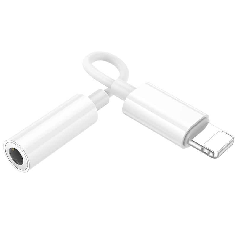 Borofone BV21 82mm Lightning to 3.5mm Audio Aux Headphone Jack Adapter (White)