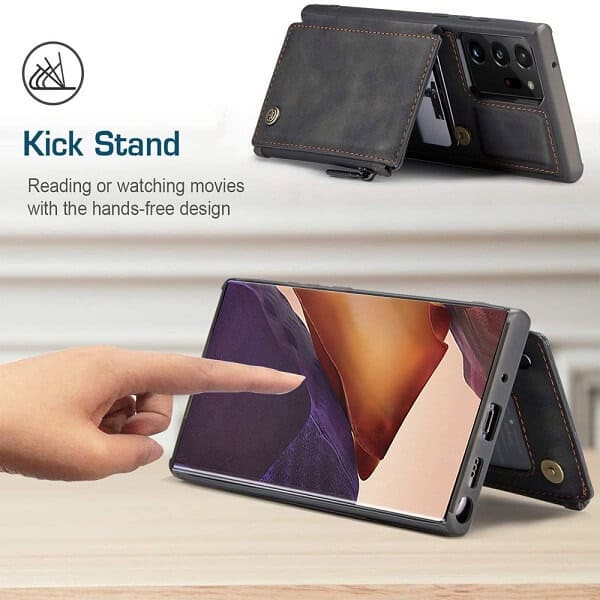 For Samsung Galaxy Note 20 Ultra CaseMe Back Zipper Wallet Case W/ 3 Card Slots, RFID Blocking, 1 Money Pocket, Credit Card Holder Leather Cover