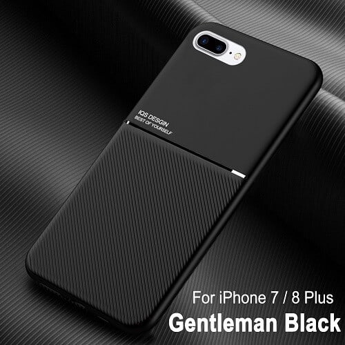 Apple iPhone 7 Plus/8 Plus Business Style Luxury Shockproof Case Heavy Duty Rugged Anti Knock Cover (Black)