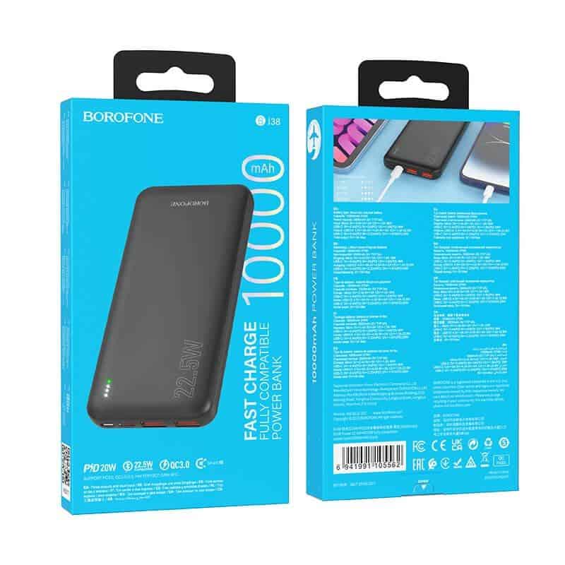 BOROFONE (BJ38) 10000mAh PD20W Fast Charging Charger 4 Ports (2 USB A + 1 USB Type C +1 Micro USB) Portable Power Bank