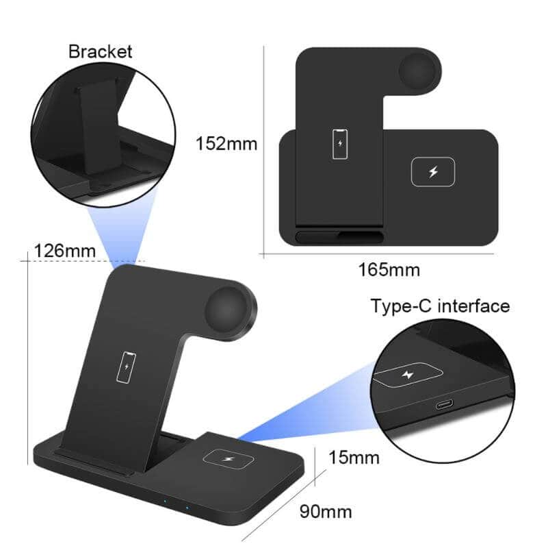 15W Qi 3in1 Fast Charging Wireless Charging Stand Dock Station For Apple iPhone /AirPods /Apple Smart Watch