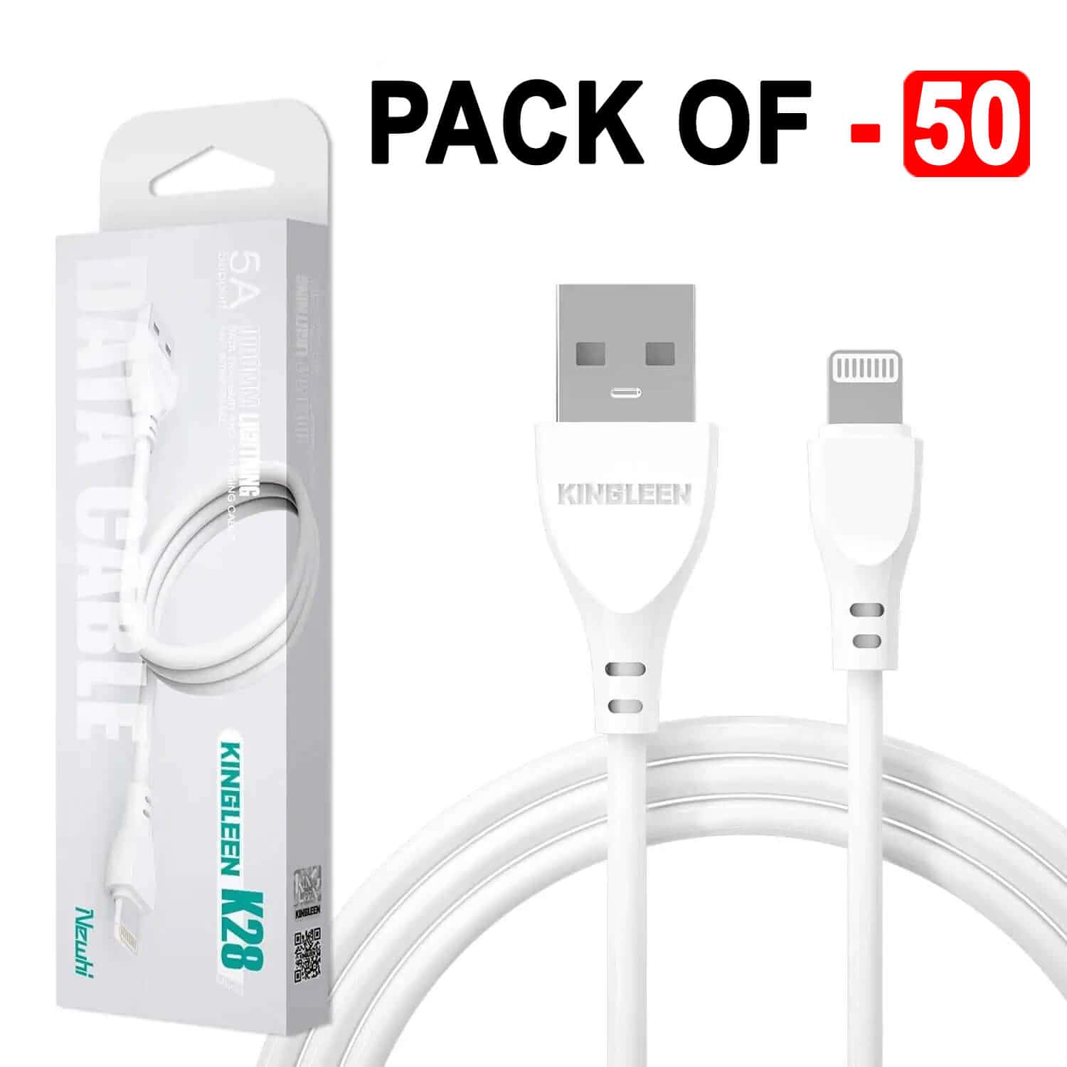 10X 20X 50X KINGLEEN (K28) 1M 5A Lightning Fast Charging High Quality Data Sync Cable Cord For Apple iPhone iPad iPod