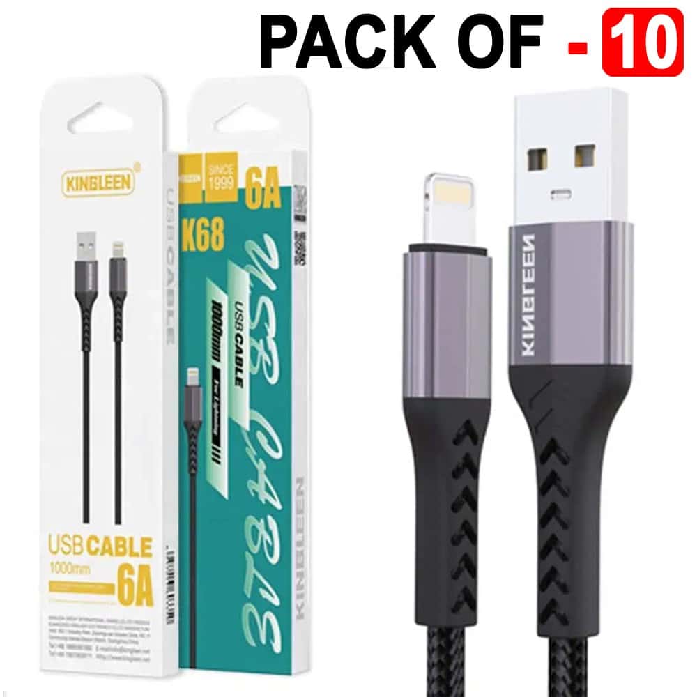 10X 20X 50X KINGLEEN (K68) 1M 6A Fast Charging High Quality Lightning Data Sync Cable Cord For Apple iPhone iPad iPod