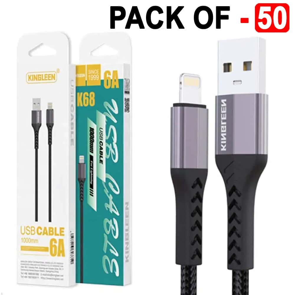 10X 20X 50X KINGLEEN (K68) 1M 6A Fast Charging High Quality Lightning Data Sync Cable Cord For Apple iPhone iPad iPod