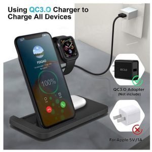 15W Qi 3in1 Fast Charging Wireless Charging Stand Dock Station For Apple iPhone /AirPods /Apple Smart Watch
