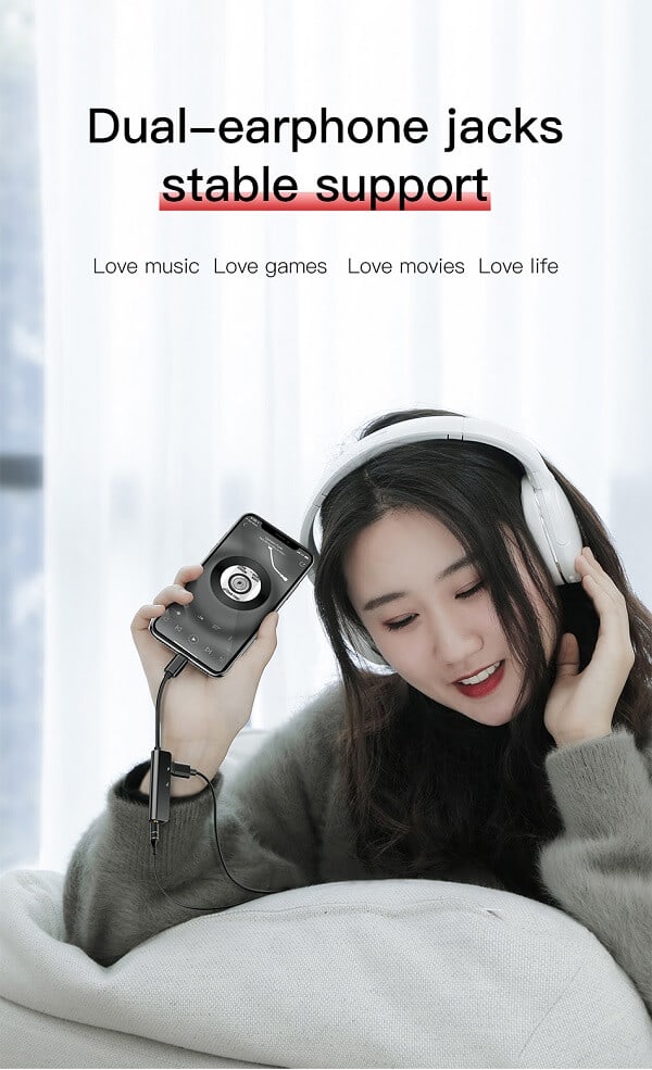 Baseus 3in1 AUX Audio Adapter For Lightning to 3.5mm Jack Earphone Charging Splitter OTG Converter For Apple iPhone 12 Pro Max 11 Pro XS Max XR X XS 8 7 6S Plus SE 2020 x3