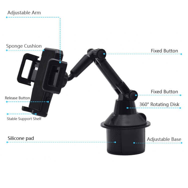 Car Cup Holder Phone Mount, Cup Holder Cradle Car Mount with Adjustable Neck