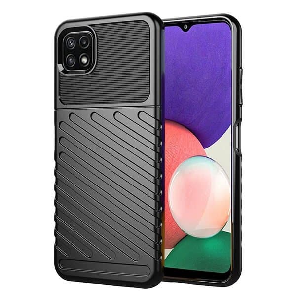 Samsung Galaxy A22 5G Case Shockproof Absorption Anti Scratch Heavy Duty Durable Drop Protection Phone Cover (Black)