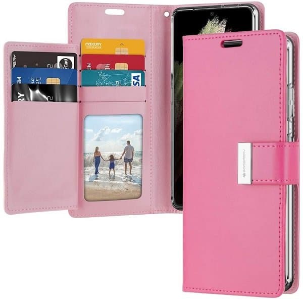 Goospery Galaxy S21 Ultra Rich Diary Hot Pink Wallet Case