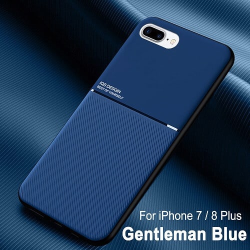 Apple iPhone 7 Plus/8 Plus Business Style Luxury Shockproof Case Heavy Duty Rugged Anti Knock Cover (Blue)