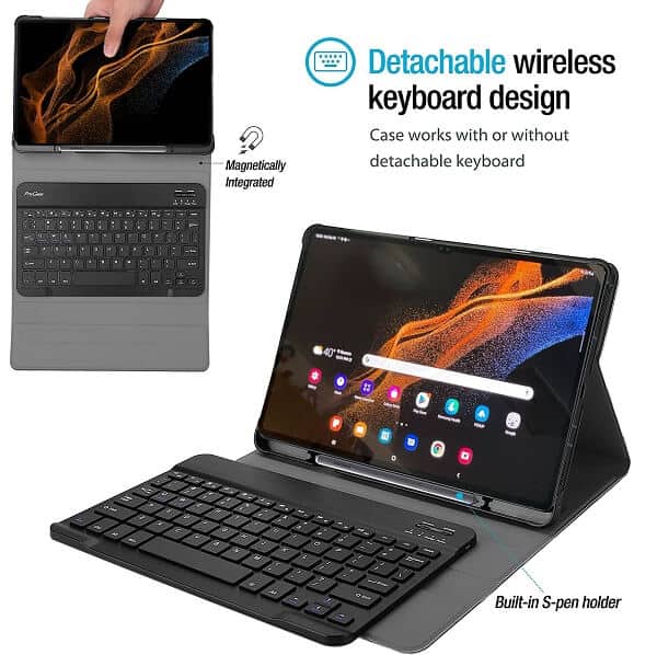 Wireless Bluetooth Keyboard Case, Folio Leather Smart Cover For Samsung Galaxy Tab S Series All Models