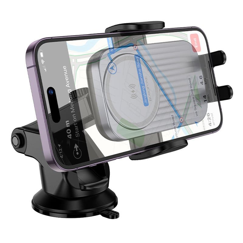 Borofone BH222 15W Wireless Fast Charging Charger Windshield Car Mount Mobile Phone Holder (Black)