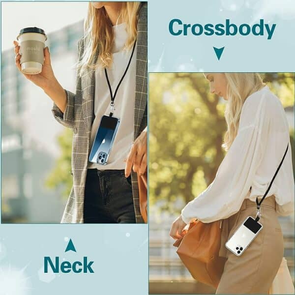 (2 Pack) Phone Lanyard , Wrist Lanyard and Neck Lanyard Ultrathin Pad for Keys ID Badge Set Phone Tether for iPhone, Galaxy & Most Smartphones