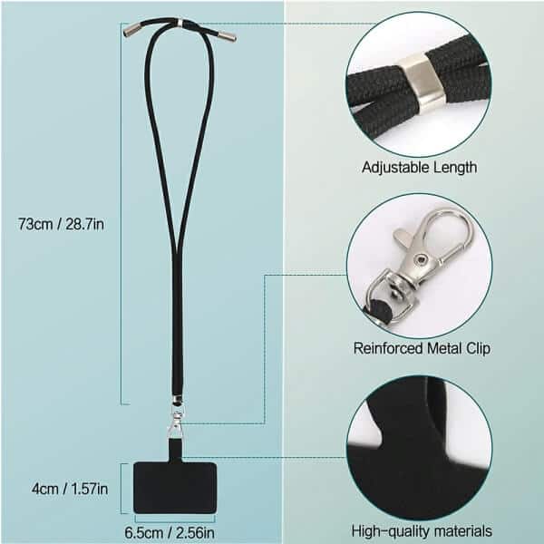 (2 Pack) Phone Lanyard , Wrist Lanyard and Neck Lanyard Ultrathin Pad for Keys ID Badge Set Phone Tether for iPhone, Galaxy & Most Smartphones