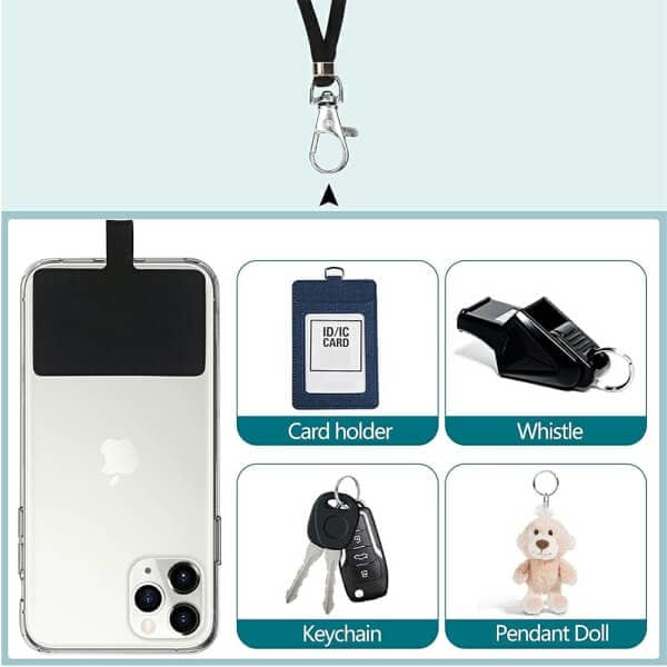 (2 Pack) Phone Lanyard , Wrist Lanyard and Neck Lanyard Ultrathin Pad for Keys ID Badge Set Phone Tether for iPhone, Galaxy & Most Smartphones