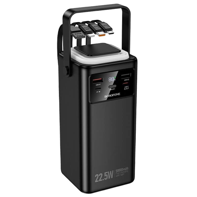 Borofone BJ65A 50000mAh High Capacity 22.5W+PD20W 4 Cables Portable Power Bank (Black)