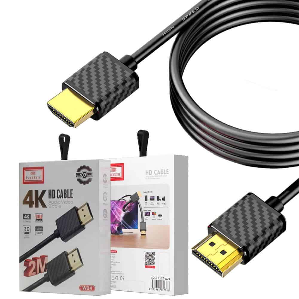 Earldom ET-W24 2M /5M Full Ultra HD 1080P 4K 3D Video Support HDMI Audio Video Cable Cord