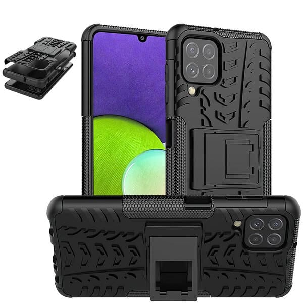 Samsung Galaxy A22 4G Black Heavy Duty Shockproof Case Cover