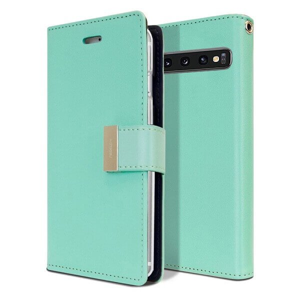 Goospery Samsung Galaxy S10 Rich Diary Aqua Wallet Case For Sale