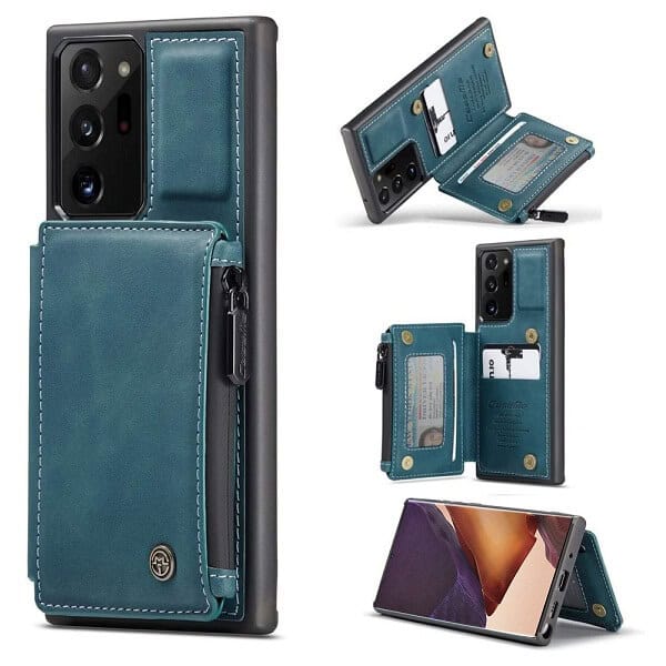 Samsung Galaxy Note 20 Ultra Teal Blue CaseMe Back Zipper Wallet Case