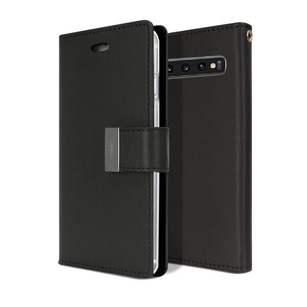 Goospery Samsung Galaxy S10 Rich Diary Black Wallet Case