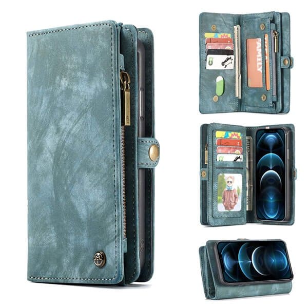 Sky Blue Zipper & Detachable Pouch Wallet Flip Wallet Case for sale
