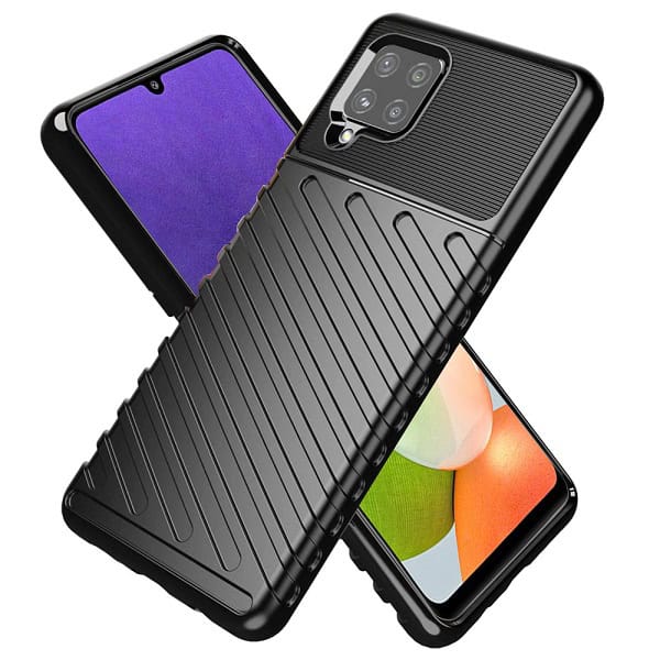 Samsung Galaxy A22 4G Case Shockproof Absorption Anti Scratch Heavy Duty Durable Drop Protection Phone Armor Back Cover (Black)